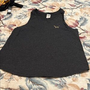 PINK Victoria's Secret Grey Muscle Tee with Gold Logo